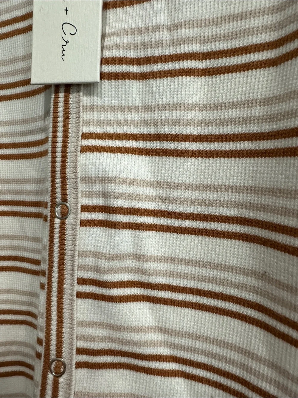 NWT Rylee + Cru Organic Cotton Ribbed Romper 12-18M Cinnamon Oat Stripe
